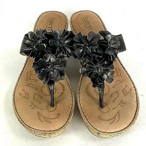 Born Wedge Kimona Flip Flops With Flower Womens 9